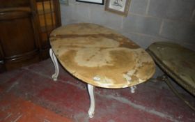 Onyx Topped Coffee Table with Wooden Legs.