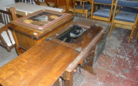 Old Fashioned Sewing Machine Unit with Sewing Machine and Pedal with Access Drawers.