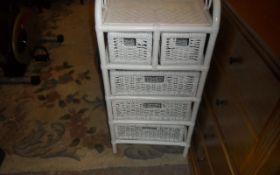 White Wicker Bathroom Unit with 6 Drawers.