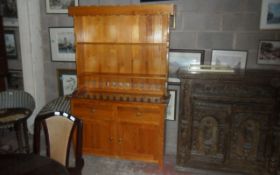 Pine Welsh Dresser Type Unit with Glass Topped Work Surface.