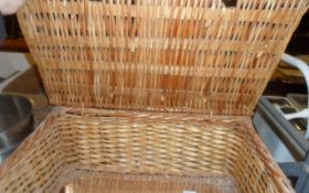 Empty Wicker Picnic Basket.