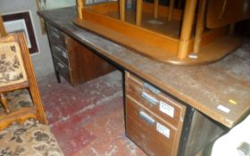 Wooden Office Table with Metal Legs.