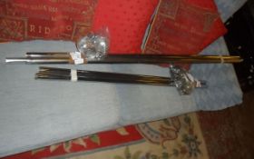 Pair of Metal Curtain Poles with all Attachments.