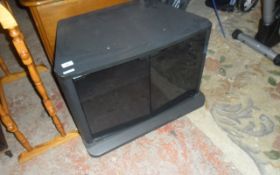 Black Wooden Glass Fronted TV Stand.