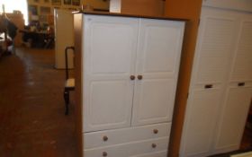 Small Double Wardrobe with 3 White Front Drawers.