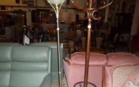 Standard Lamp, Gold Metal Base with Glass Shade.