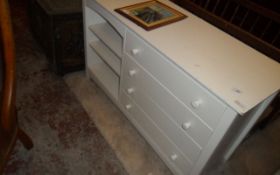 White Wooden Side Board Unit ( 4 Drawers and 3 Shelves )