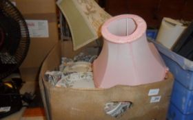 Box of Assorted Ceramics and Lamps with Shades.