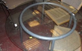 Glass Table with Metal Legs.