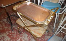 Serving Tray with Onyx Trays and Two Metal Serving Trays.