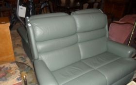 3 Piece Green Leather Suite.