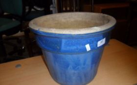 Large Blue Concrete Pot Holder.