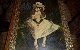 Gold Framed Oil Painting of Young Girl, Signed by E. Kilner 75.