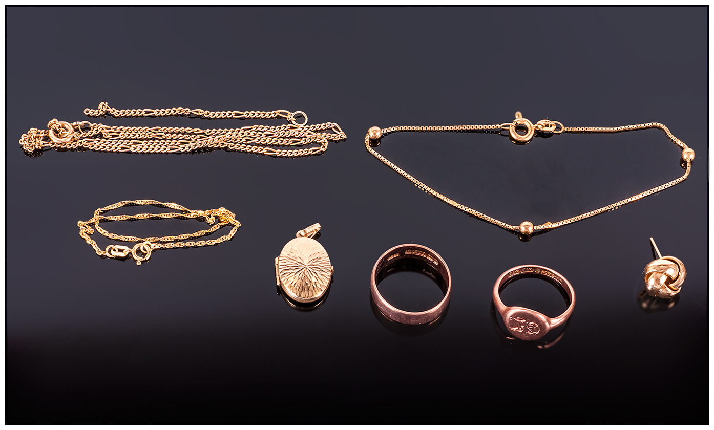 A Small Collection of 9ct Gold Jewellery. All Hallmarked ( 7 ) Pieces In Total. 11 grams. - Image 3 of 4