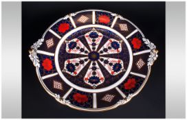 Royal Crown Derby Very Fine  - Old Imari Pattern Large Two Handle Footed Shallow Dish. Finished In