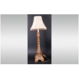 Resin Based Table Lamp with small cream beaded shade. 31'' in height.