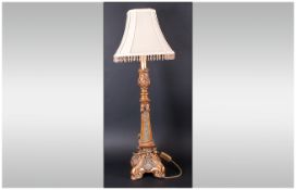 Resin Based Table Lamp with small cream beaded shade. 31'' in height.