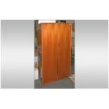 G Plan Teak Double Door Wardrobe Of Square Form Of Simple Lines, stamped in gold to the interior,