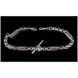 Antique and Quality Silver Fancy and Ornate Double Albert Chain. Marked Silver. 17 Inches In Length.