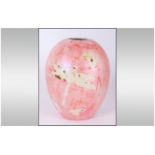 Carlton Wear ''Dragon Fly''  Pink Lustre Glaze Porcelain Vase - Made in England. 8 inches high.