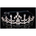 A Vintage and Impressive Paste Set White Metal Ladies Tiara, Ideal For Weddings and Special