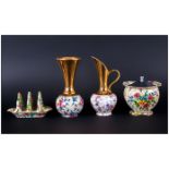 Royal Winton 1930's Collection of Hand Painted Pottery Items ( 4 ) In Total. Comprises 1/ Toast Rack