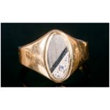 Gents 18ct Gold Signet Ring, Set With A Round Cut White Stone, Italian Hallmark, Ring Size V, Weight