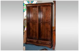 A Reproduction Oak Open Front Library Bookcase In The Georgian Style. With a Dental Moulded Cornice.