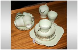 Shelley Part Tea Set in mint green patter, comprising cups, saucers, milk jug, 20 pieces.