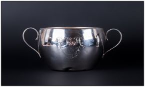 George V Silver Two Handled Porringer of Plain Form with Scroll Handles. Hallmark Birmingham 1926. 3