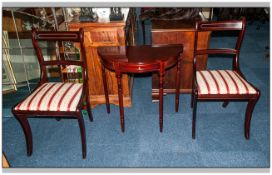 A Reproduction Demi Lune Hall Table on Turned Legs. Together with a Pair of Mahogany Regency Style