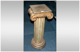 Modern Archaic/Greek Style Fluted Column With Ionic Capital, Height 30 Inches