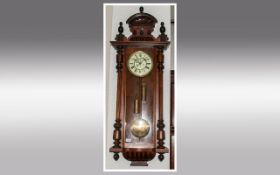 Vienna Wall Clock by Gustav Becker, Germany, Cream Enamelled Chapter Dial With Roman Numerals And