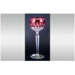 Waterford Cut Crystal Clarendon Ruby Hock Glass, The Clarendon Pattern is characterized by