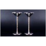 Stuart Devlin Fine Pair Of Silver & Silver Gilt Candle Stick Holders, with textured gilt stems.