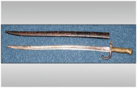 French Model 1866 Sabre Bayonet And Scabbard. Dated 1871