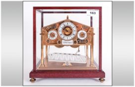 20th Century Gilt Brass 'Congreve Rolling Ball' Clock, With Glazed Case And Three Enamelled Dials,