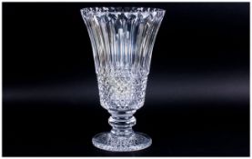 Art Deco Era Stuart Quality & Impressive Cut Crystal Tall Vase Circa 1930's. Script To Base '