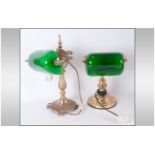 Two Bankers Lamps with green shades