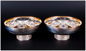 Christopher Nigel Lawrence Cased Pair Of Silver Commemorative 'Queen Elizabeth' Rose Bowls, The