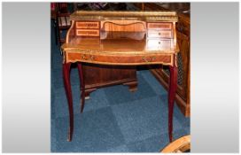 Louis VIII Style Walnut Inlaid Ladies Bonheur Du Jour with 2 Banks of Drawers above, Between a