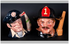 Royal Doulton Character Jugs ( 2 ) In Total. 1/ The Fireman. D6697. Designer Jerry D.Griffiths,