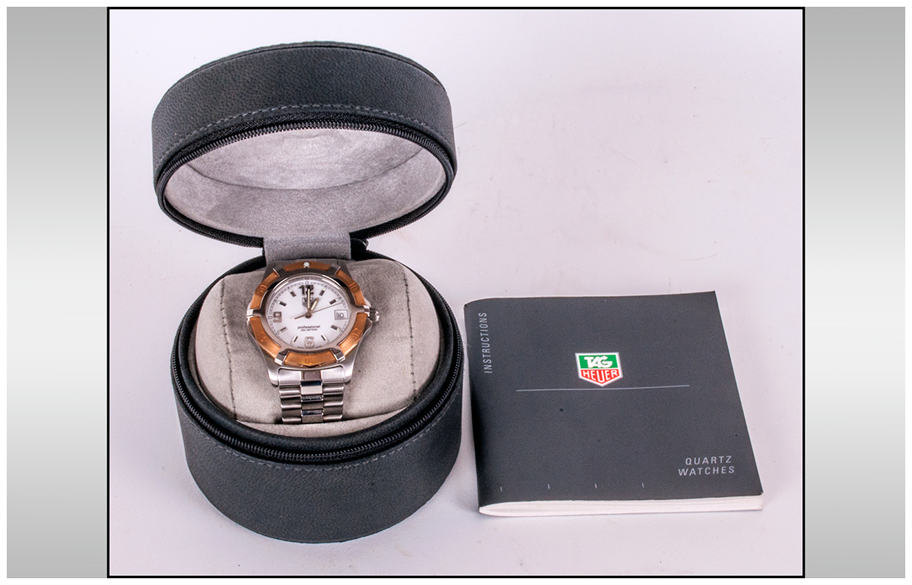 Tag Heuer Professional Date Just Gents Steel Wrist Watch, with 18ct Rose Gold Bezel. WW1150. PK0400. - Image 8 of 8