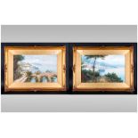 M. Gianni Late 19th Century Painter, Pair of Oils on Boards, Depicting Views of the Bay of