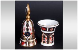 Royal Crown Derby Old Imari Pattern Bell. Finished In 22ct Gold. Pattern Num.1128. Date 1981, 4.75