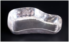 Antique Planished Silver Kidney Shaped Small Bowl. Marked 925 and Anvil Silver Mark. 64 grams, 5.5
