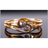 Antique 18ct Gold Two Stone Diamond Ring. Marked 18ct.