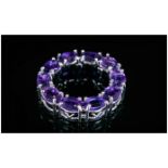 Amethyst Circle of Life Pendant, also known as Circle of Love, a ring of oval cut, warm purple,