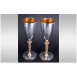 Elizabeth II Silver and Gilt Pair of Ltd and Numbered Edition Commemorative Chalices For The Wedding