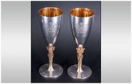 Elizabeth II Silver and Gilt Pair of Ltd and Numbered Edition Commemorative Chalices For The Wedding